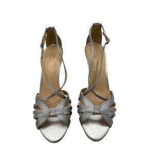 Talbots Silver Strappy Heels Leather Upper Dress Shoes Women Size 10AA